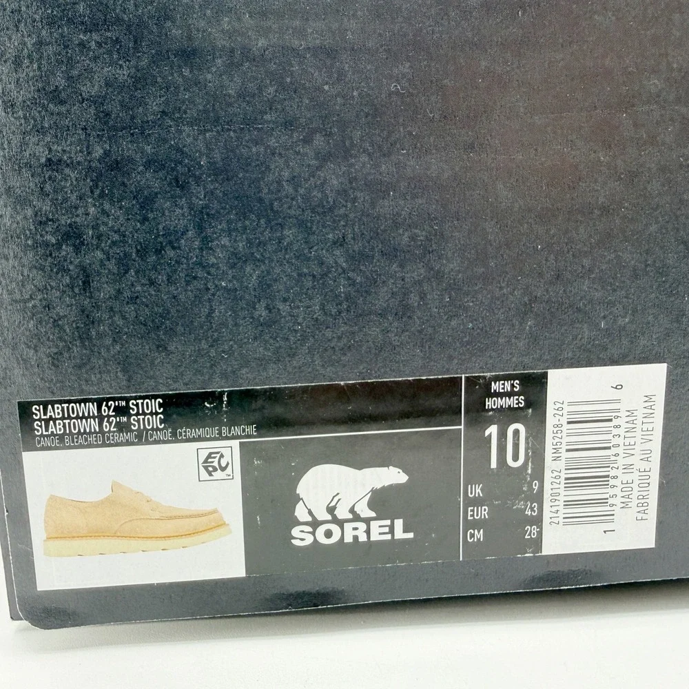 Sorel Slabtown 62 Stoic Shoes Size 10 Mens Canoe / Ceramic Suede Moc Toe NEW
